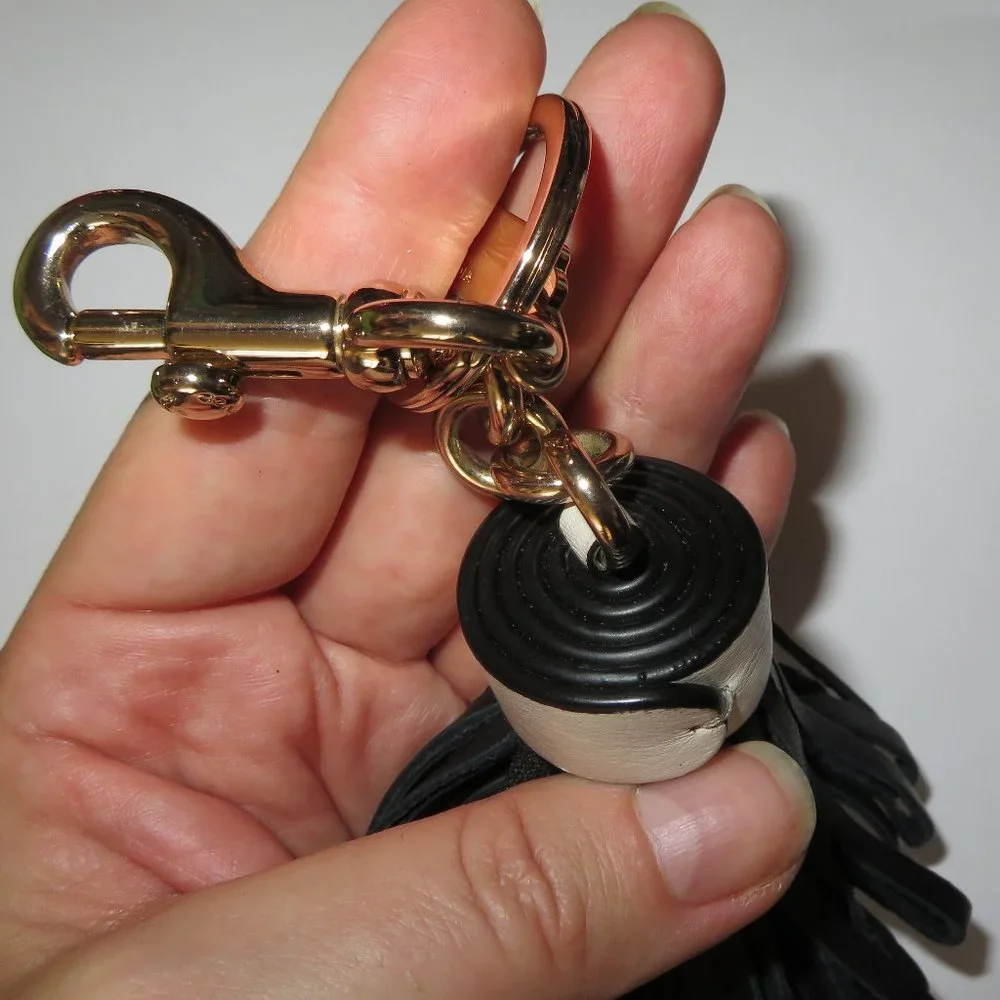 Coach Black And White Key Ring Tussle Key Fob Bag Charm